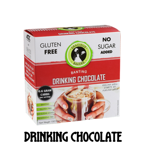 Gluten free drinking hot chocolate from Gracious Bakers. Sugar free, and suitable for Diabetics, banting, and keto diets
