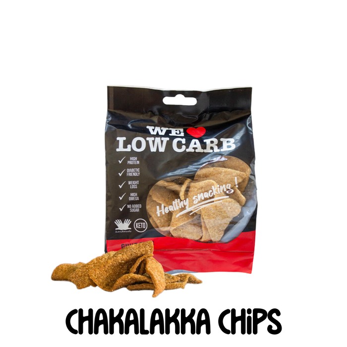 chakalakka flavoured keto crisp chips from We Low Low Carb. Suitable for diabetics